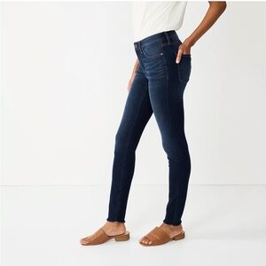 LC Lauren Conrad High Waist Raw Hem Button Fly Skinny Jeans